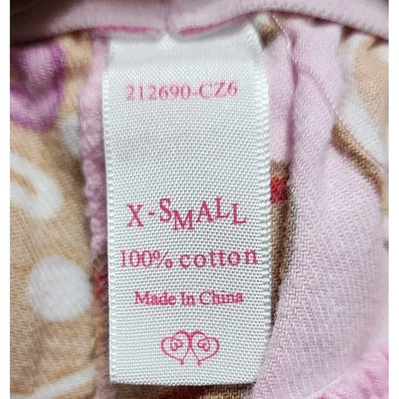 Vintage Victorias‎ Secret Gingerbread Man Pink Flannel PJPajamas Set X-Small